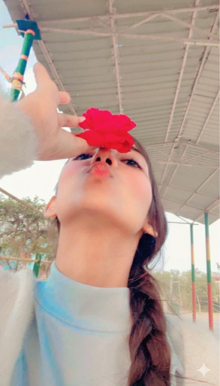 Kamya with a red rose